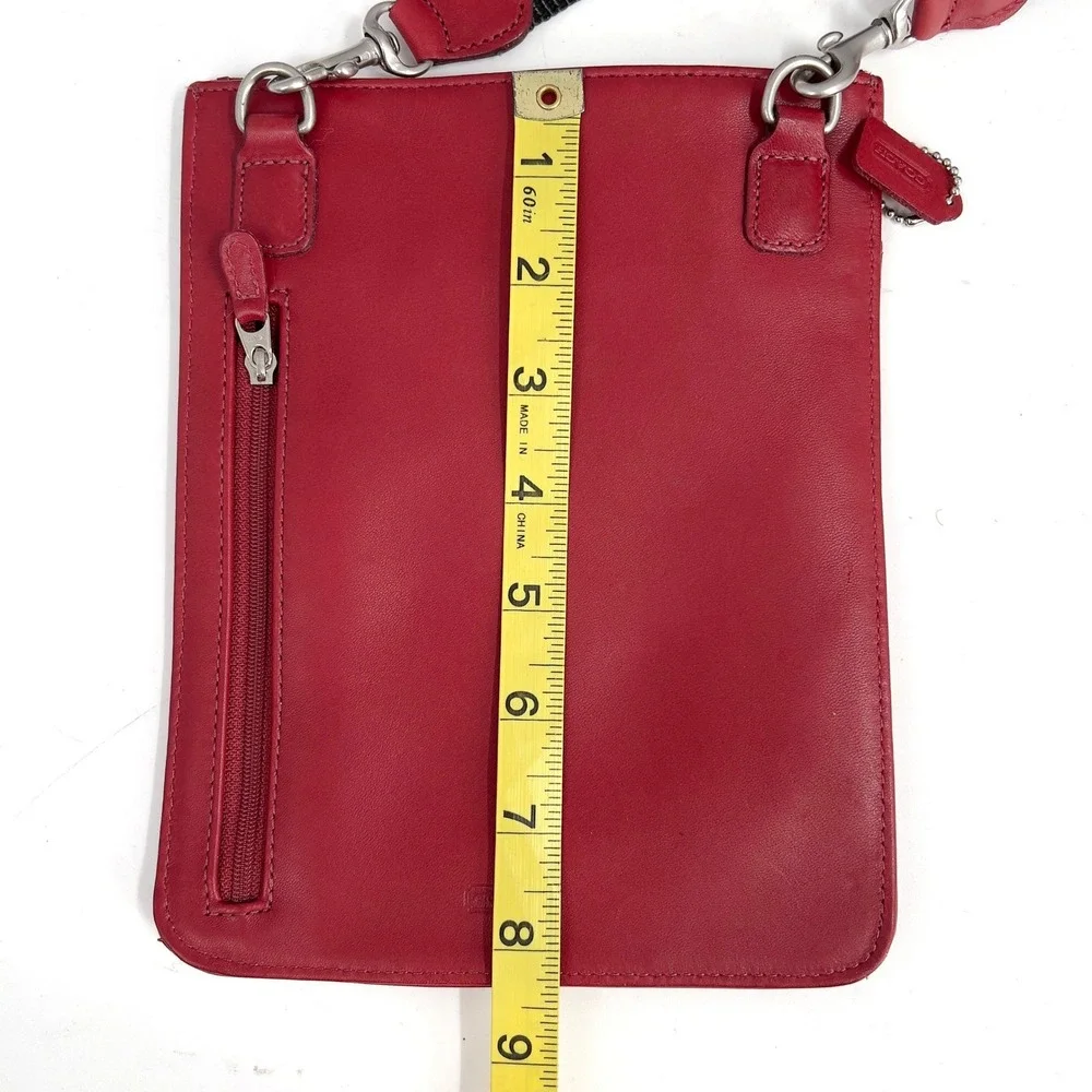 Vintage Coach Red Leather Swingpack Crossbody Bag Silver Hardware Tag USA 90s